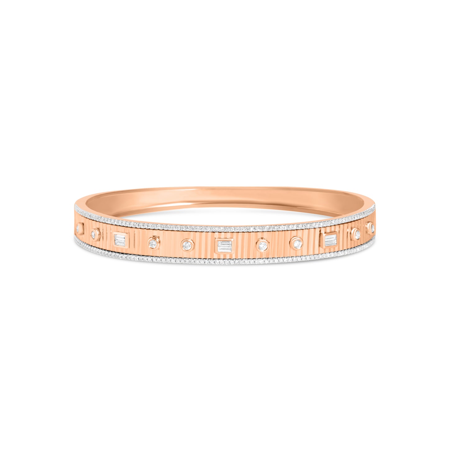 Diamond Baguette & Round Fluted Bangle