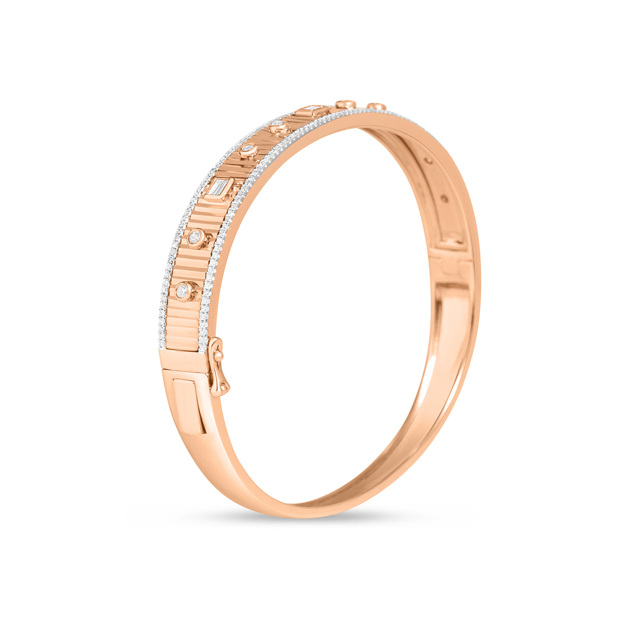 Diamond Baguette & Round Fluted Bangle