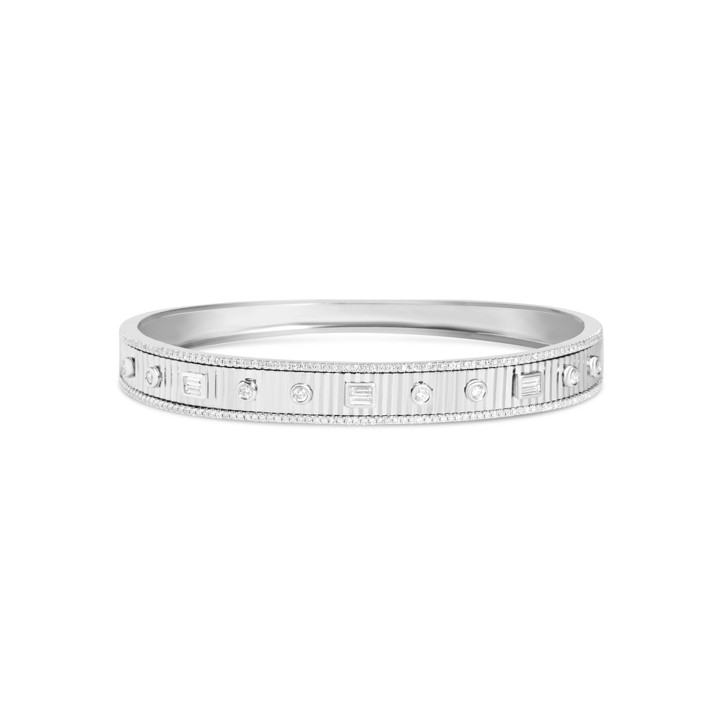 Diamond Baguette & Round Fluted Bangle