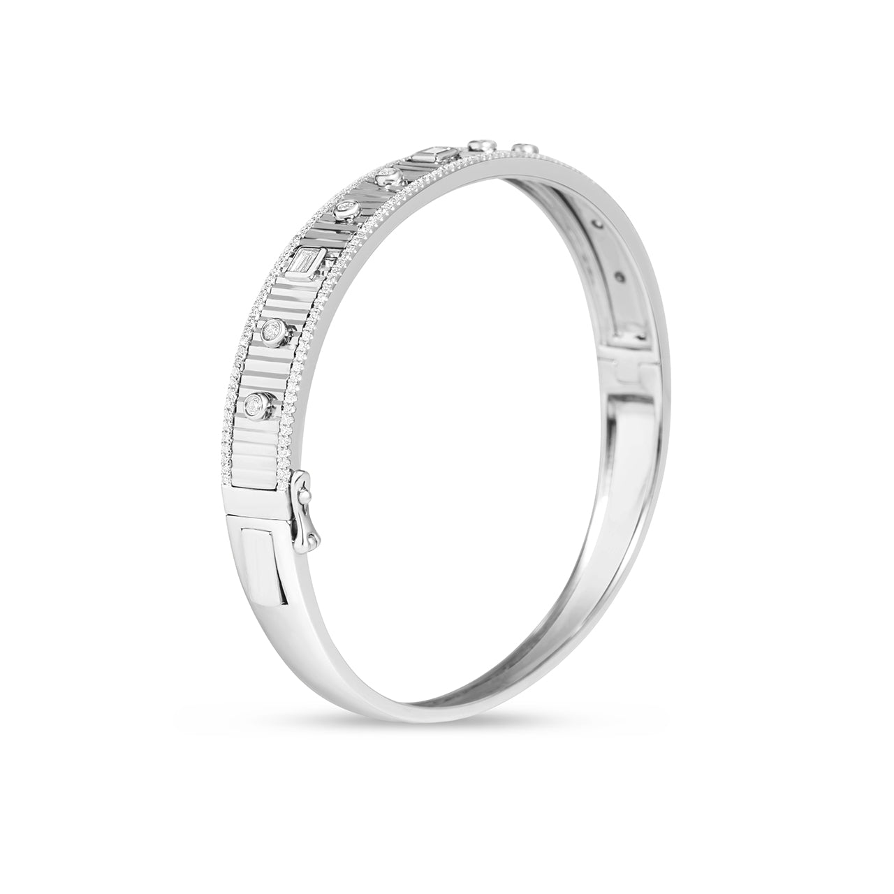 Diamond Baguette & Round Fluted Bangle