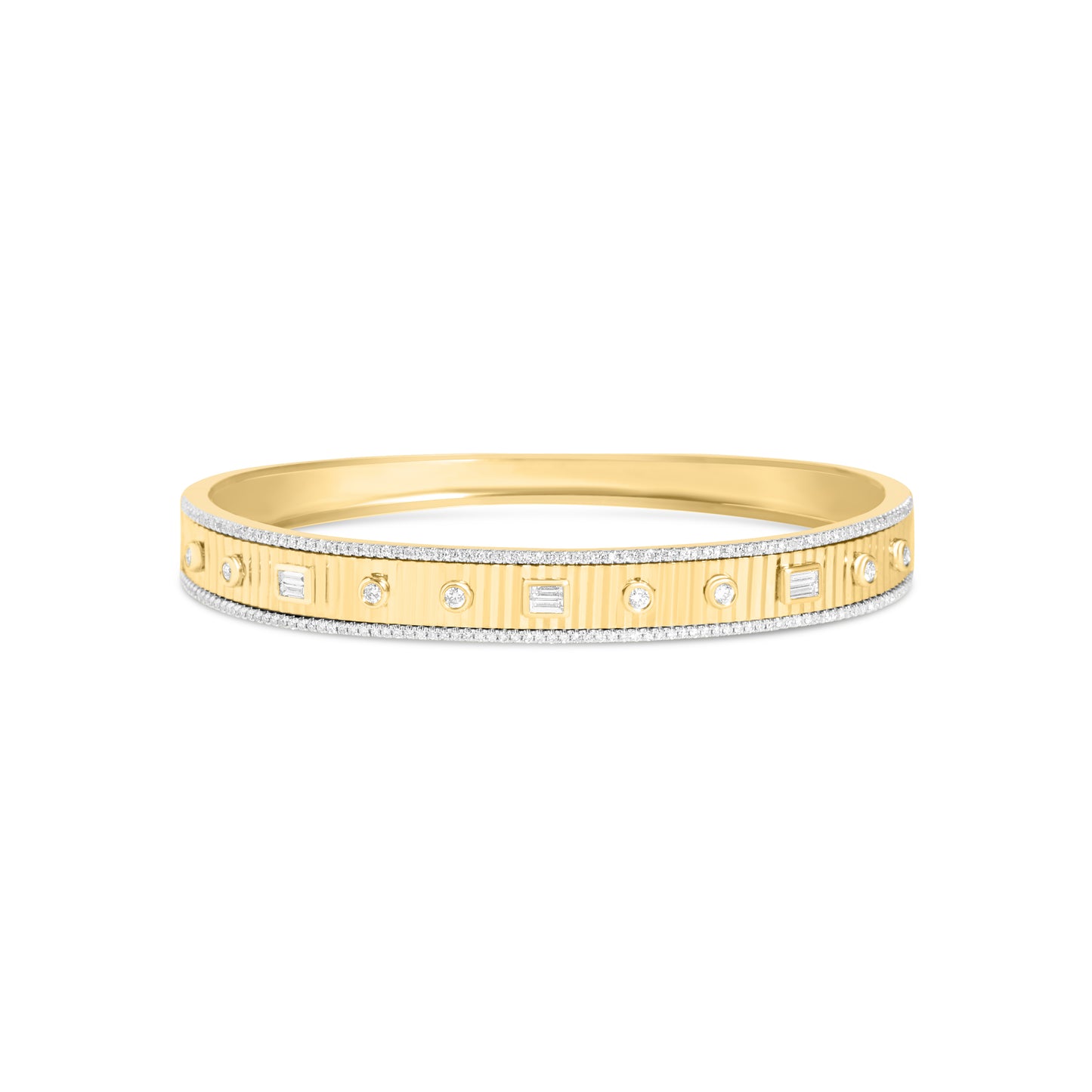 Diamond Baguette & Round Fluted Bangle