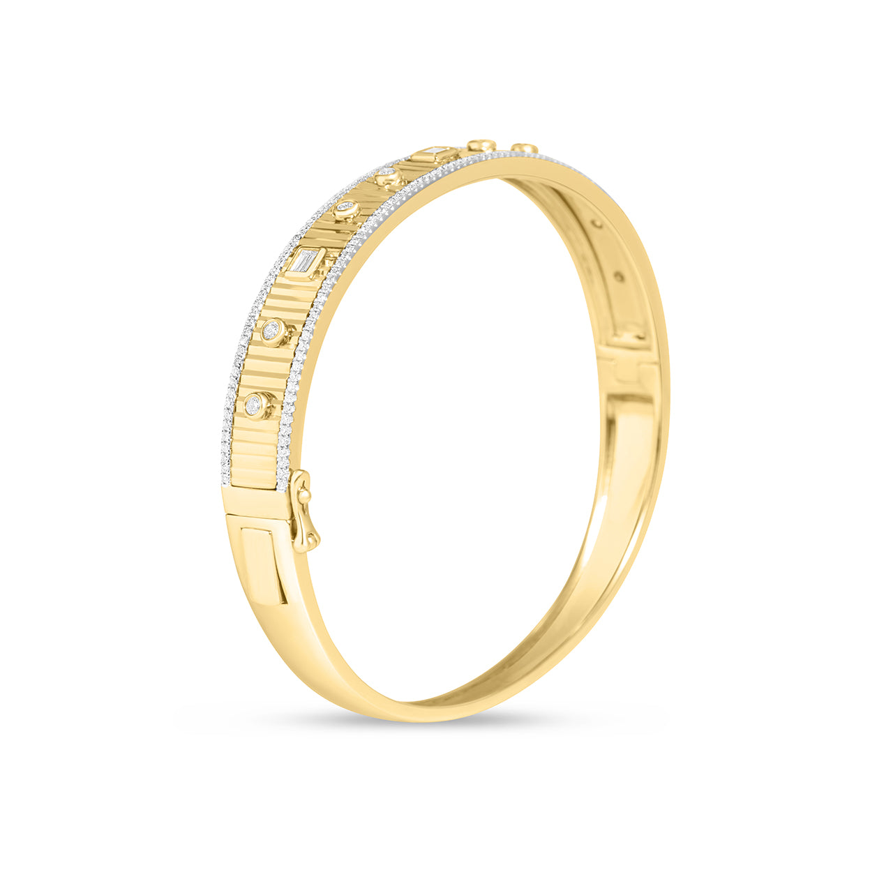 Diamond Baguette & Round Fluted Bangle