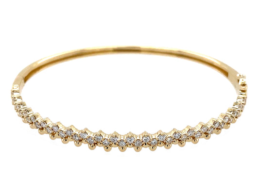 Diamond Zigzag Beaded Edge Bangle, 14ky (N)