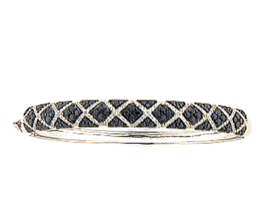 BLACK & WHITE DIAMOND BANGLE, 18KW (R/H)