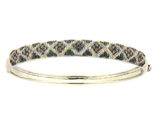 BLACK, BROWN & WHITE DIAMOND BANGLE, 18KW (R/N)