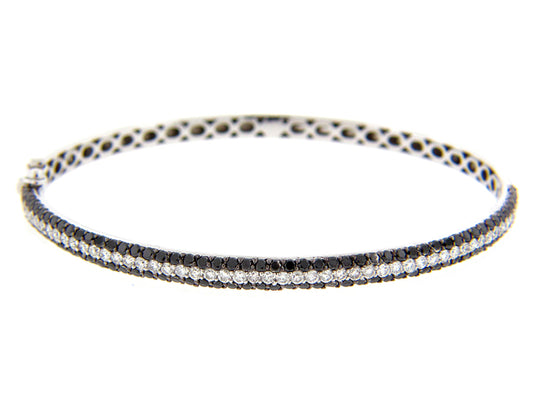 BLACK & WHITE DIAMOND BANGLE, 14KW (R/H)