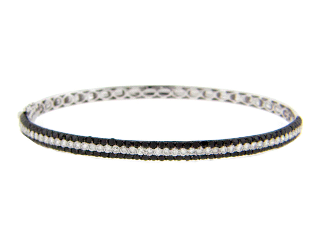 BLACK & WHITE DIAMOND BANGLE, 14KW (R/H)
