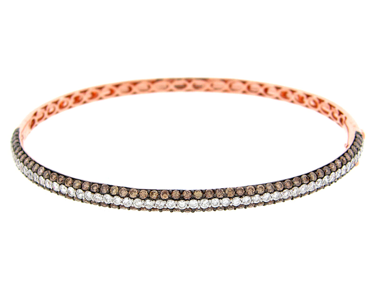 BROWN & WHITE DIAMOND BANGLE, 14KR (N)