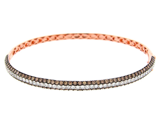 BROWN & WHITE DIAMOND BANGLE, 14KR (N)
