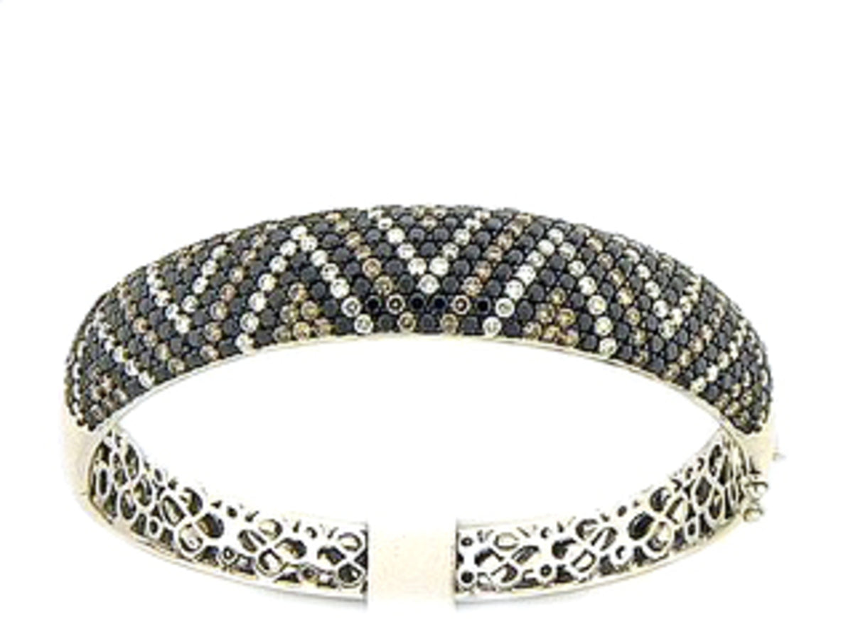 BLACK, BROWN & WHITE DIAMOND BANGLE, 18KW (R/N)
