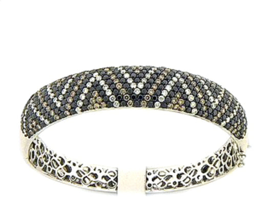 BLACK, BROWN & WHITE DIAMOND BANGLE, 18KW (R/N)