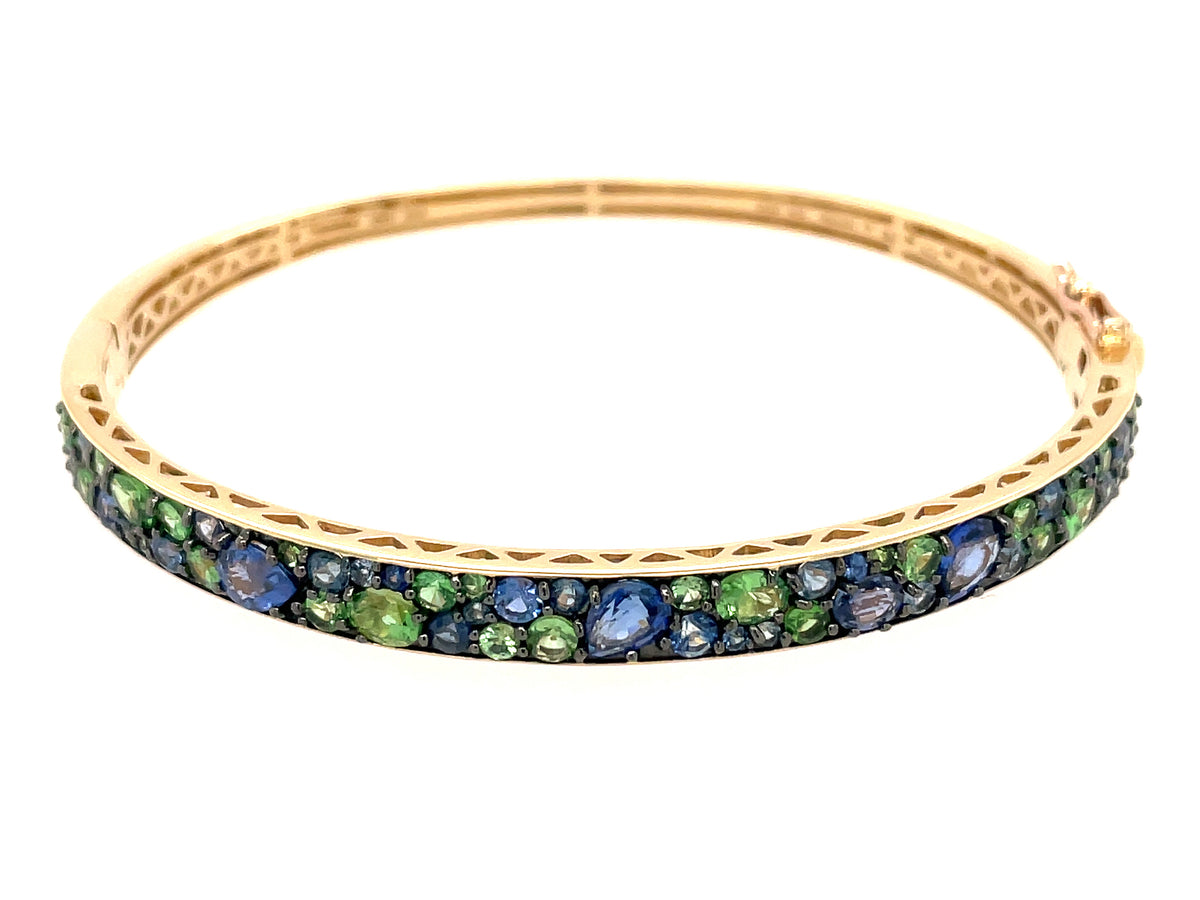BLUE SAPPHIRE & TSAVORITE MIX BANGLE