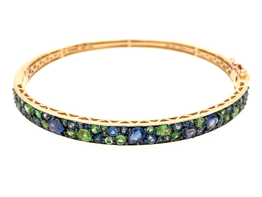 BLUE SAPPHIRE & TSAVORITE MIX BANGLE