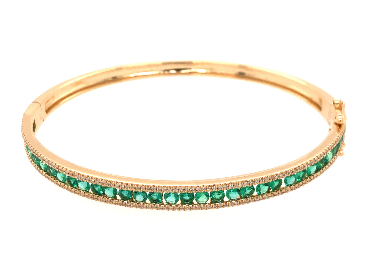 EMERALD & DIAMOND CHANNEL BANGLE