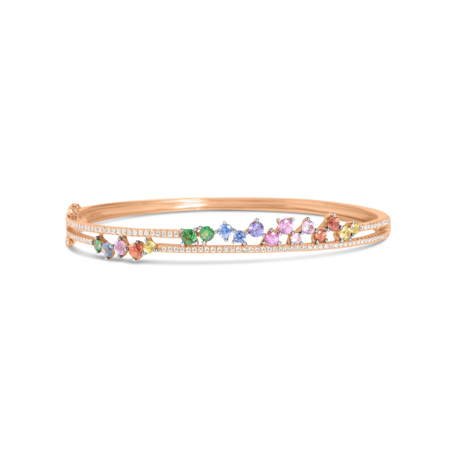 Rainbow Sapphire & Diamond Cluster Bangle
