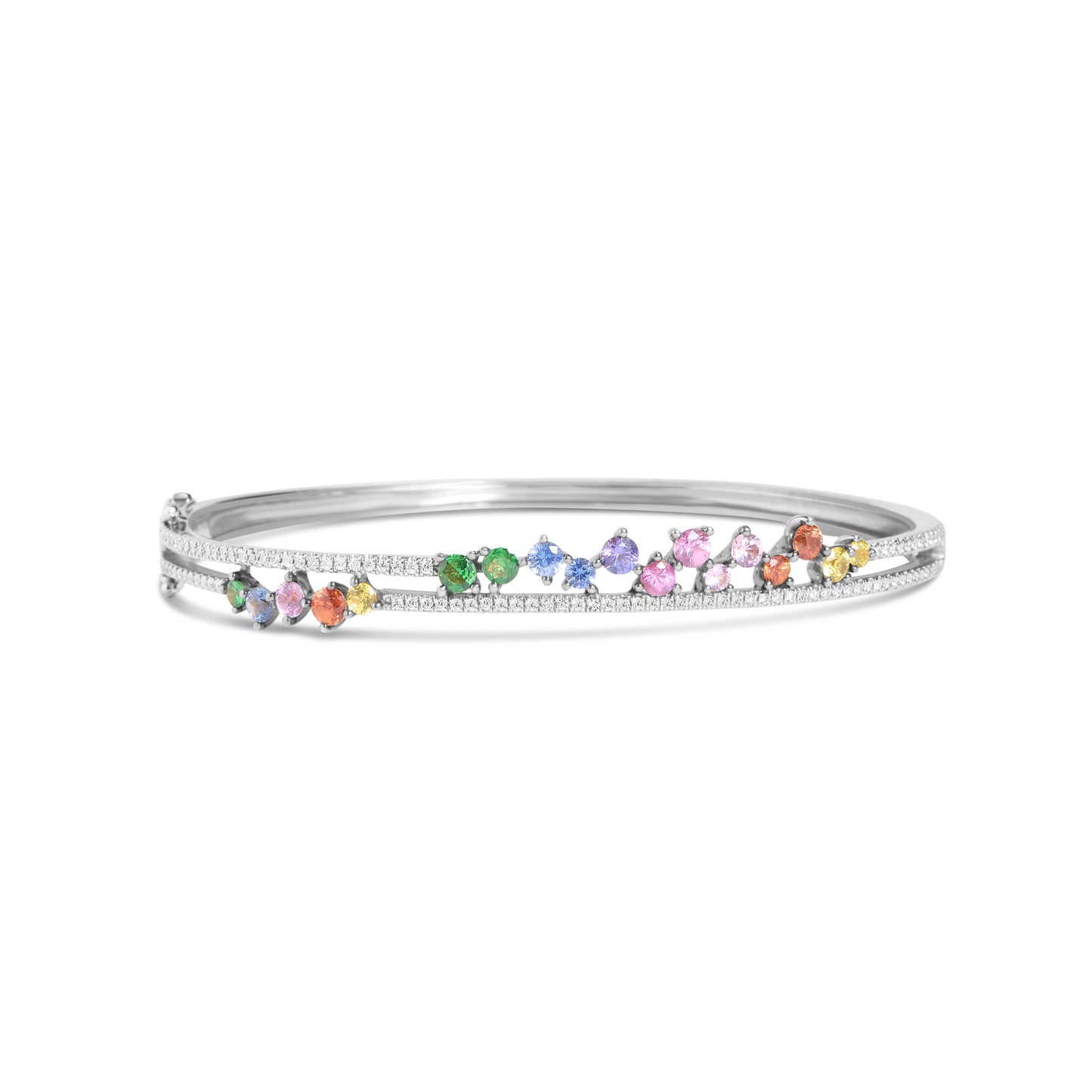 Rainbow Sapphire & Diamond Cluster Bangle