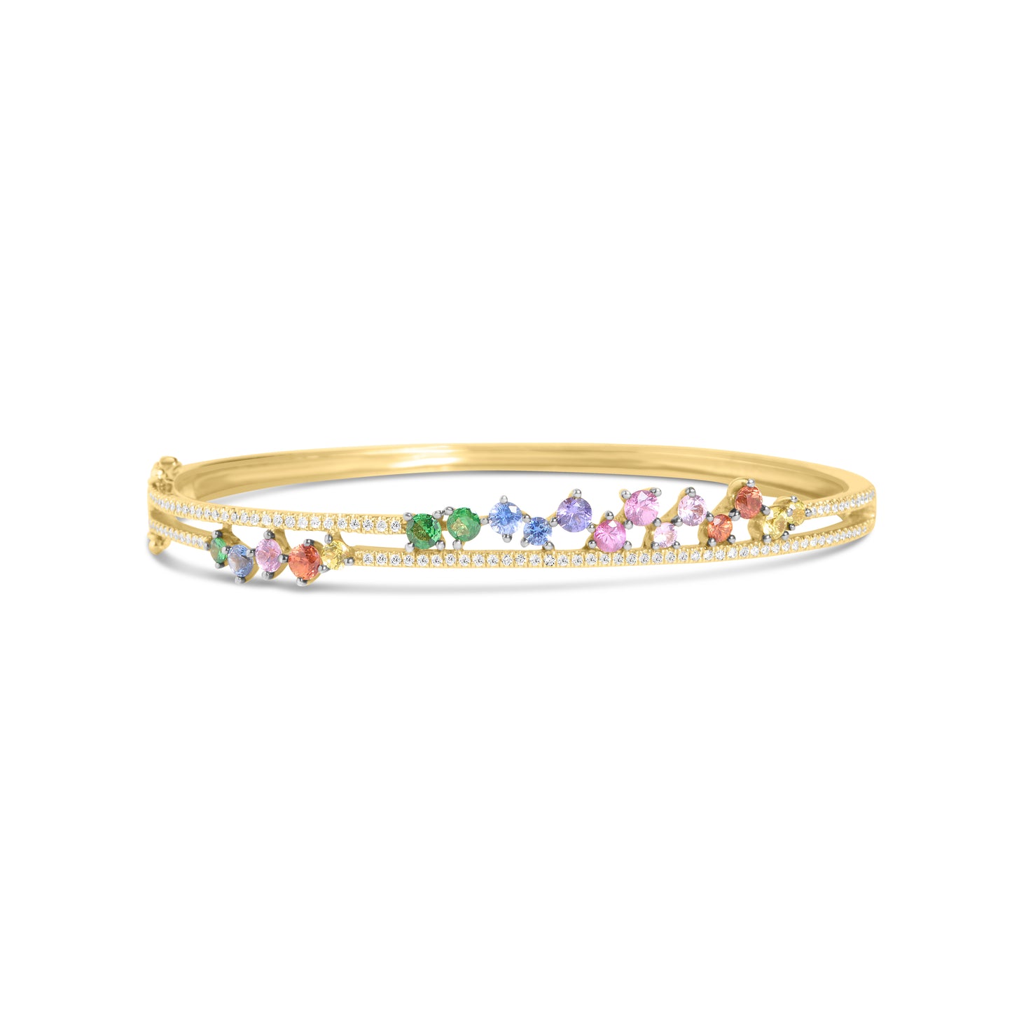 Rainbow Sapphire & Diamond Cluster Bangle