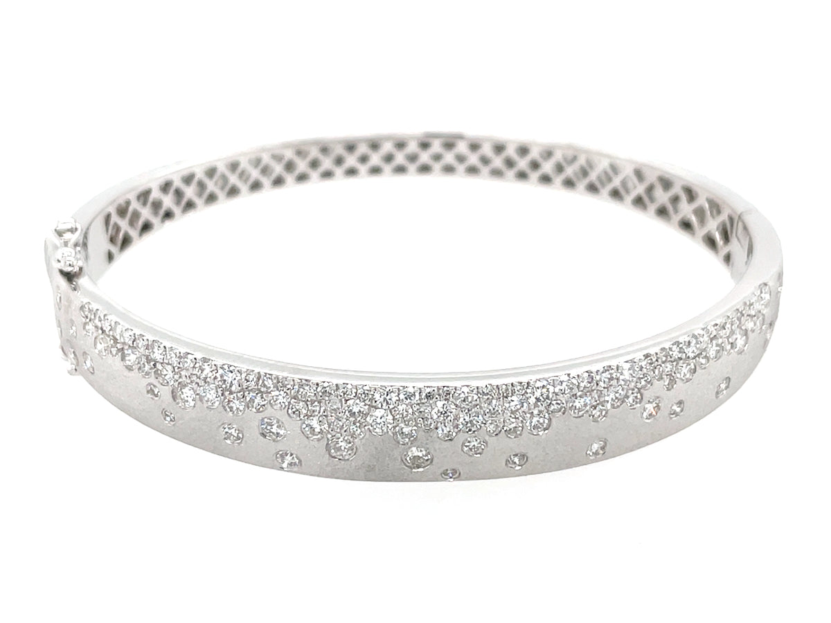 Diamond Flush Set Bangle, Satin Finish, 18kw (N)
