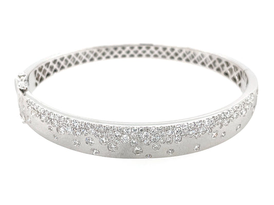 Diamond Flush Set Bangle, Satin Finish, 18kw (N)