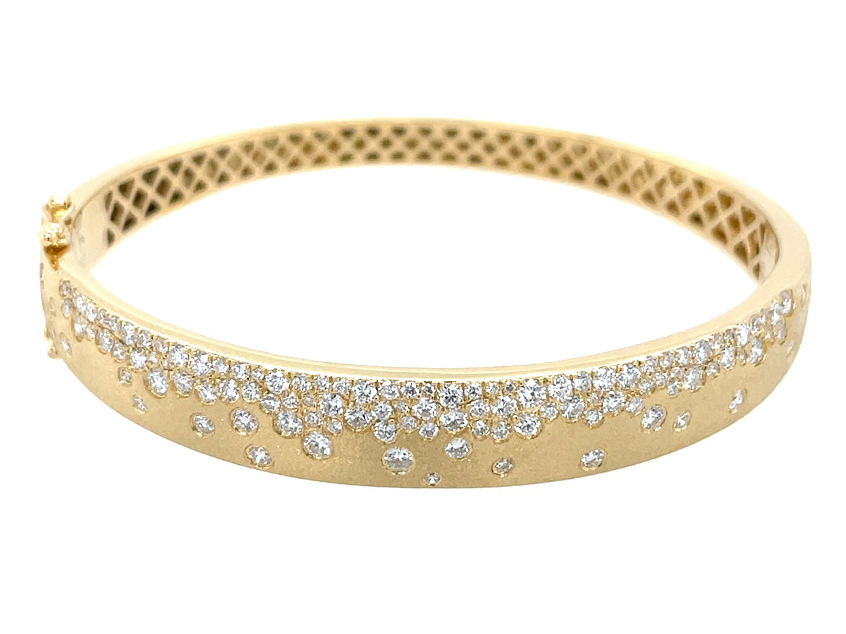 DIAMOND FLUSH SET BANGLE, SATIN FINISH, 18KY (N)