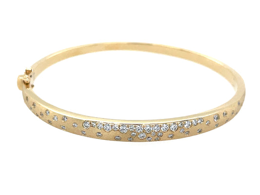 Diamond Flush Set Narrow Bangle, 5mm, Closed Back, Satin Finish