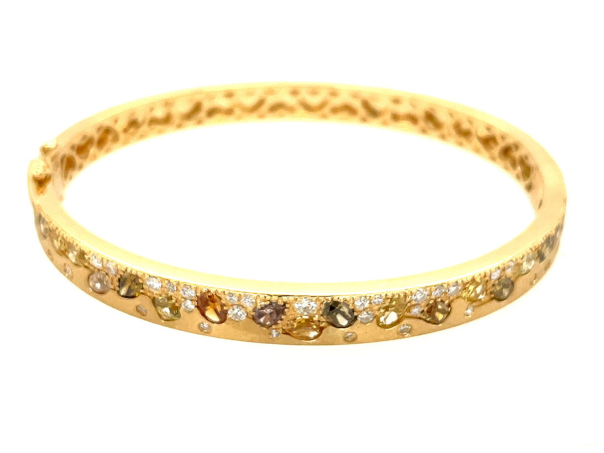 NATURAL FANCY COLOR DIAMOND & DIAMOND BANGLE, SATIN FINISH, 18KY (N)
