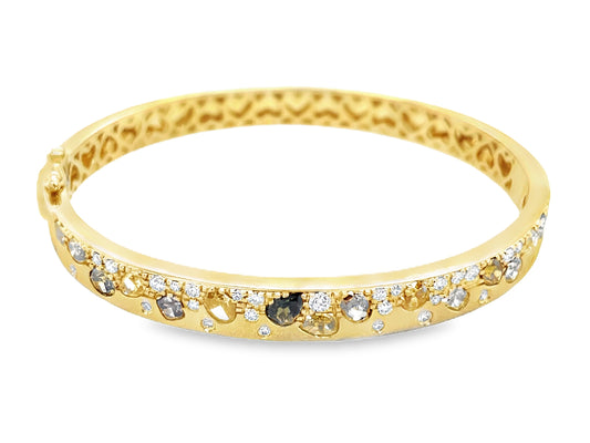 NATURAL FANCY COLOR DIAMOND & DIAMOND BANGLE, SATIN FINISH