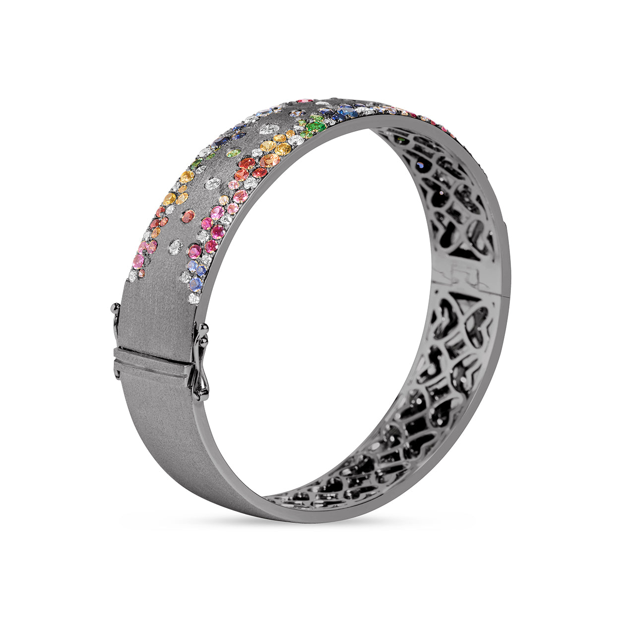 Rainbow Sapphire & Diamond Confetti Duet Jumbo Bangle