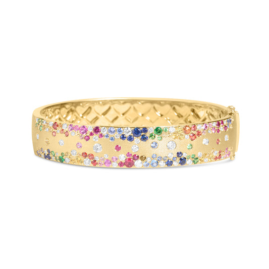 Rainbow Sapphire & Diamond Confetti Duet Jumbo Bangle