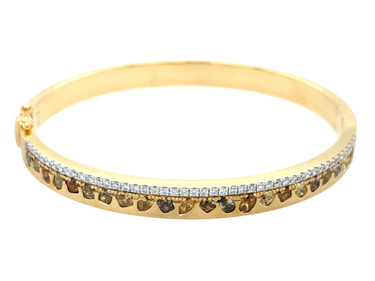 Natural Fancy Color White Diamond Bangle, 6mm, Satin Finish, 18ky (N)