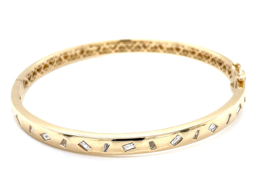 DIAMOND BAGUETTE FLUSH SET BANGLE, 5MM, 14KY (N)