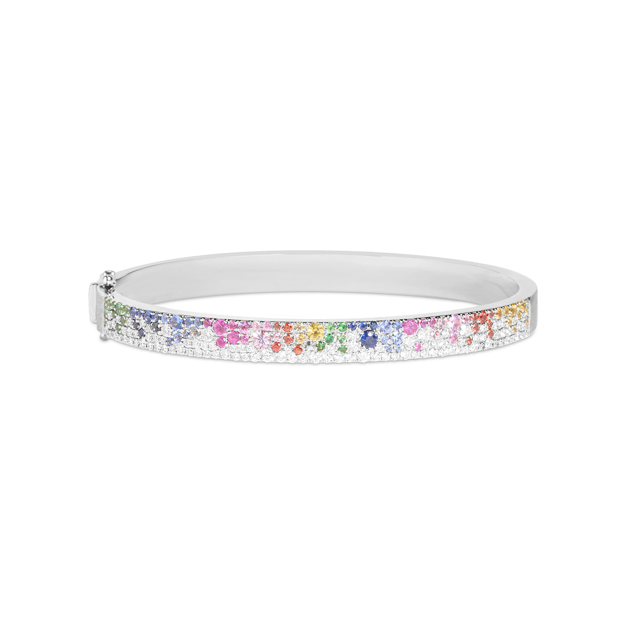 Rainbow Sapphire & Diamond Pave Confetti Bangle