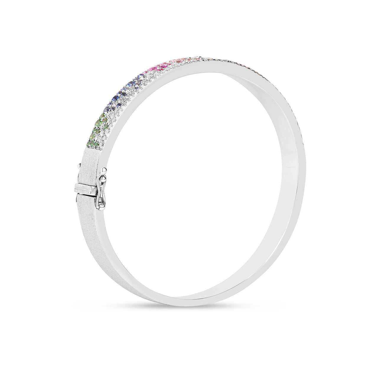 Rainbow Sapphire & Diamond Pave Confetti Bangle
