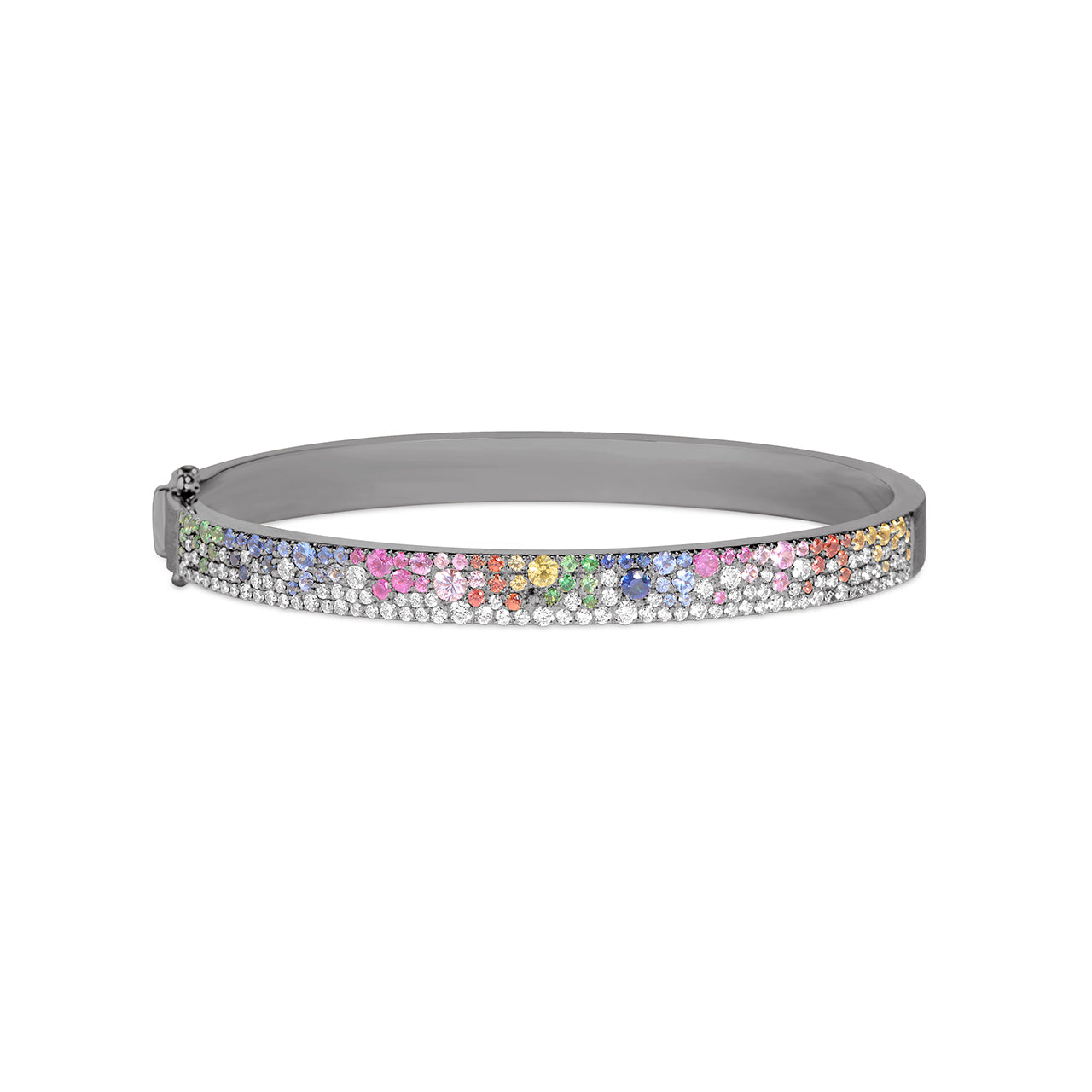 Rainbow Sapphire & Diamond Pave Confetti Bangle