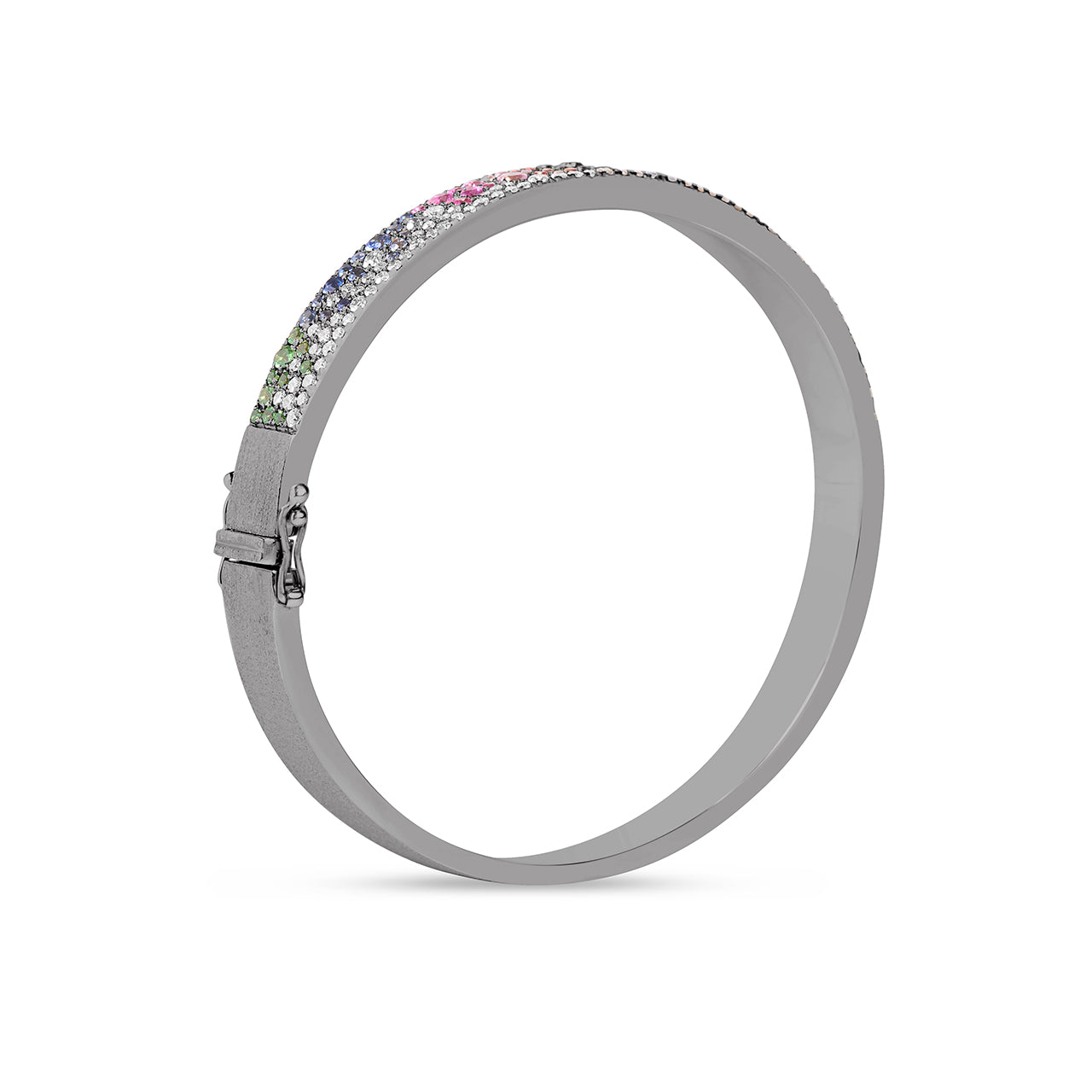 Rainbow Sapphire & Diamond Pave Confetti Bangle