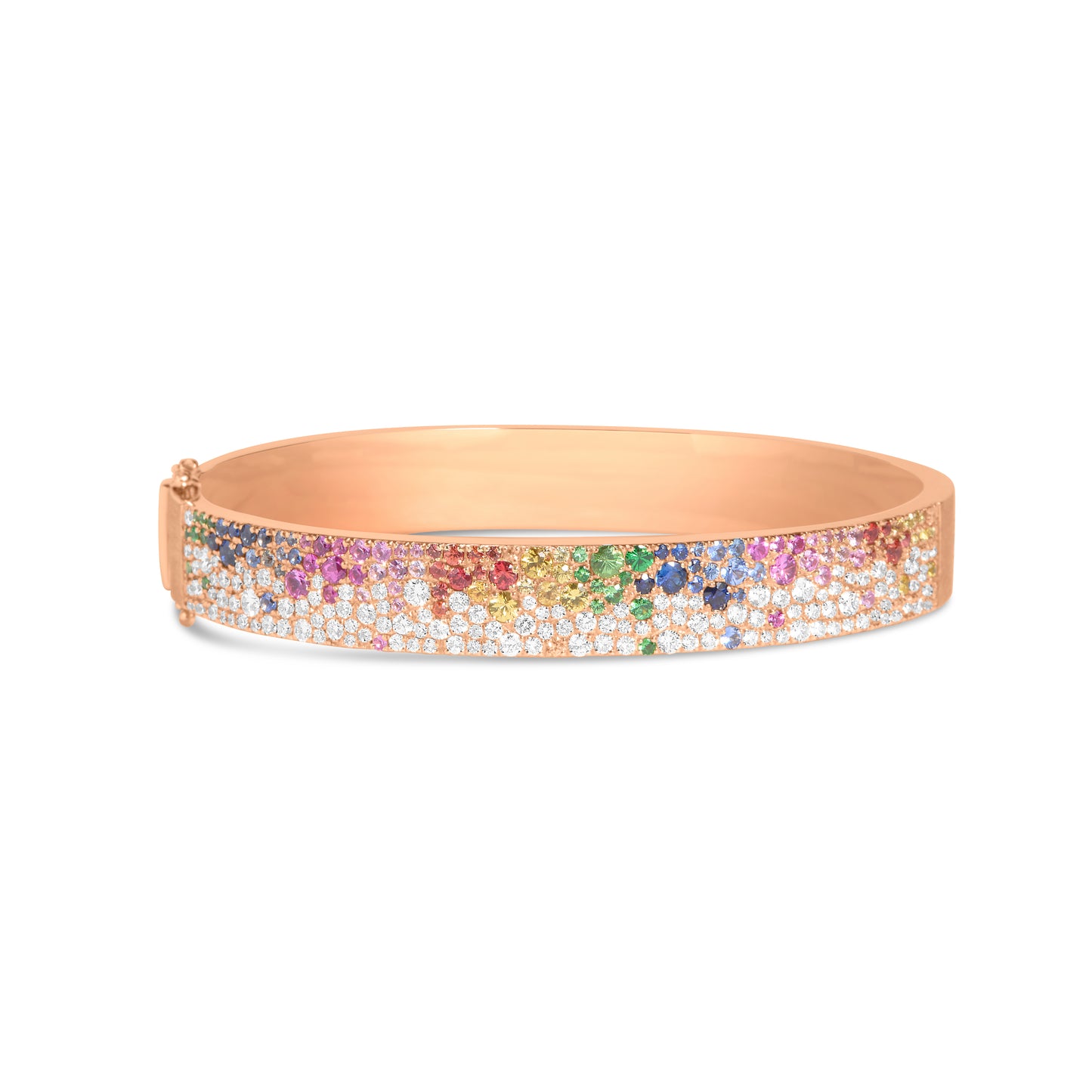 Rainbow Sapphire & Diamond Pave Confetti Wide Bangle