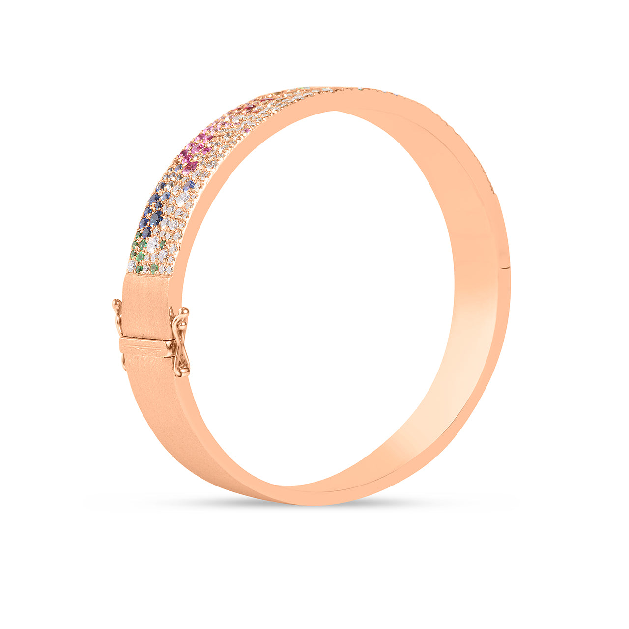 Rainbow Sapphire & Diamond Pave Confetti Wide Bangle
