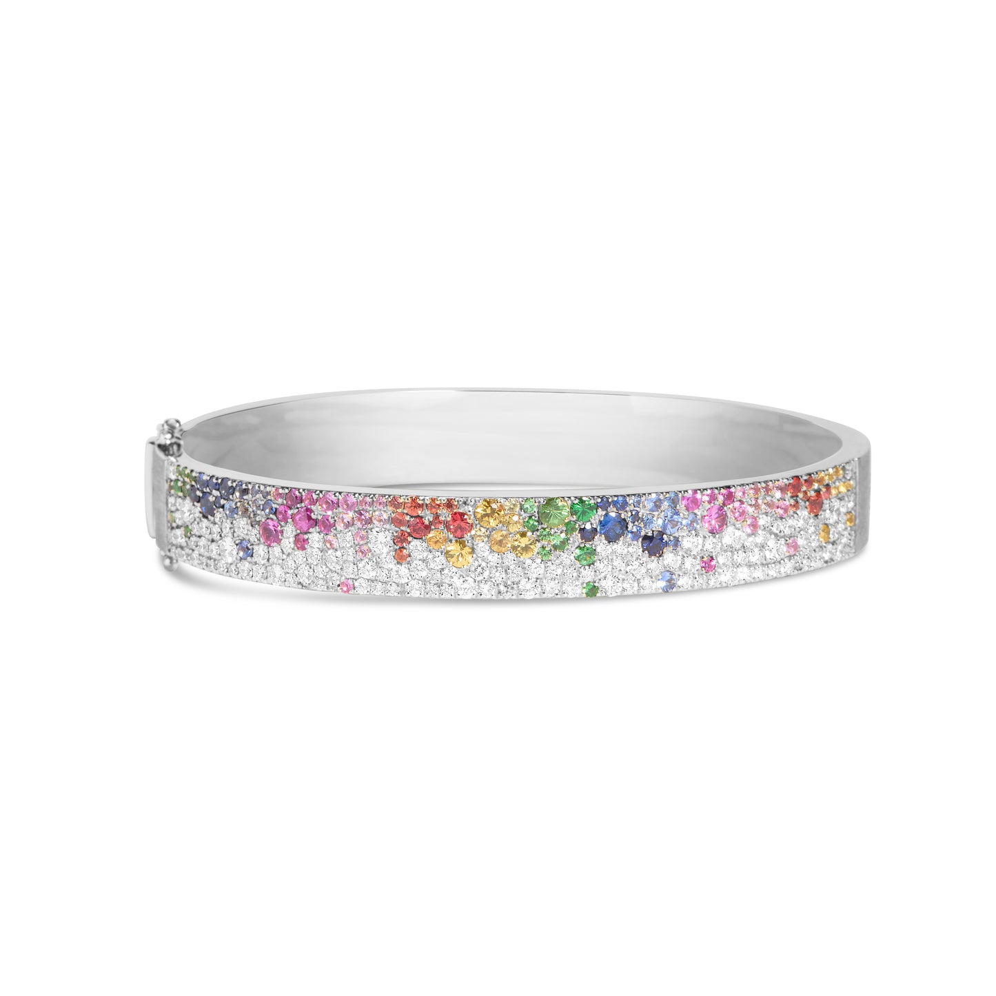 Rainbow Sapphire & Diamond Pave Confetti Wide Bangle