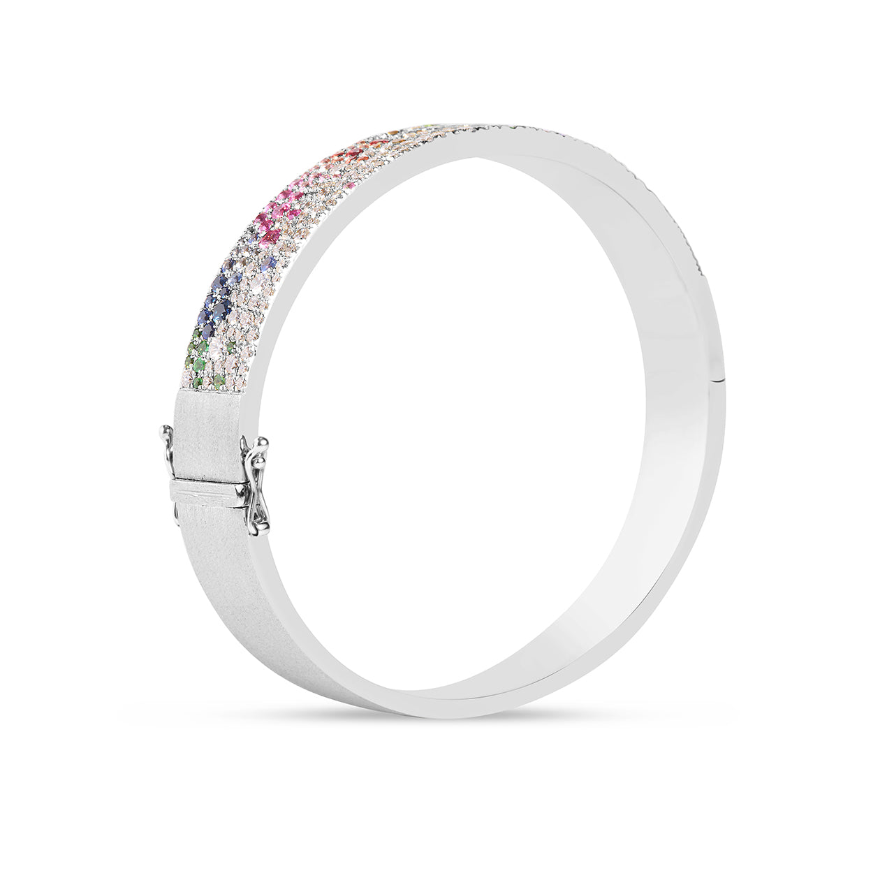 Rainbow Sapphire & Diamond Pave Confetti Wide Bangle