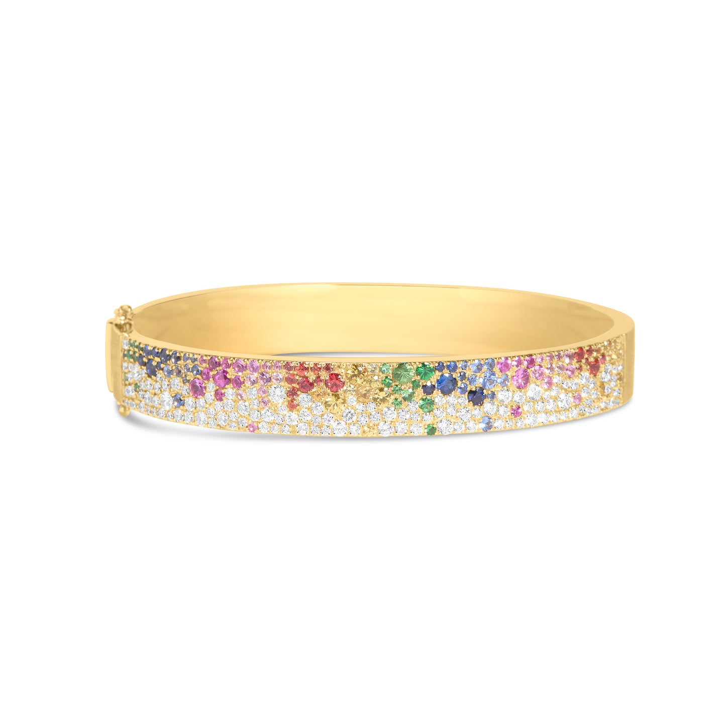 Rainbow Sapphire & Diamond Pave Confetti Wide Bangle