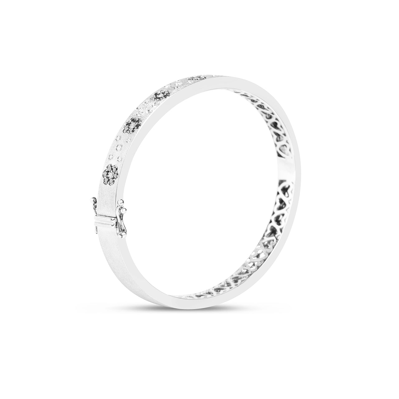 Black & White Diamond Flower Scatter Bangle