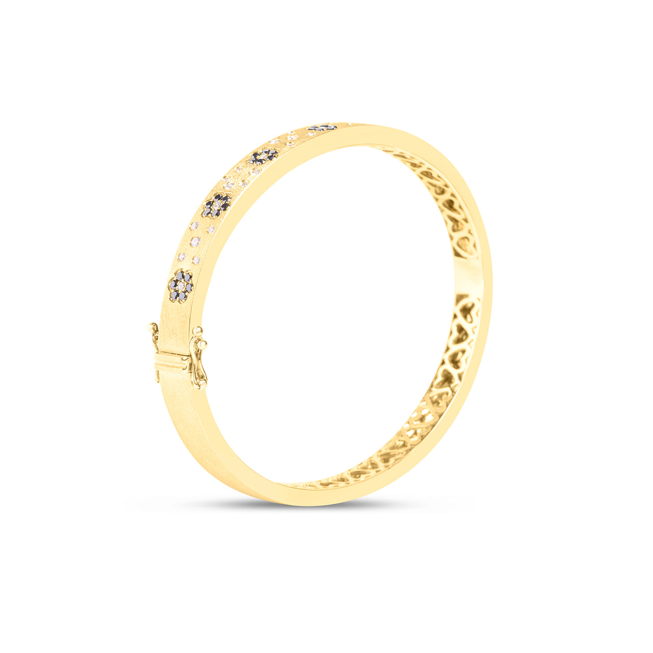 Black & White Diamond Flower Scatter Bangle