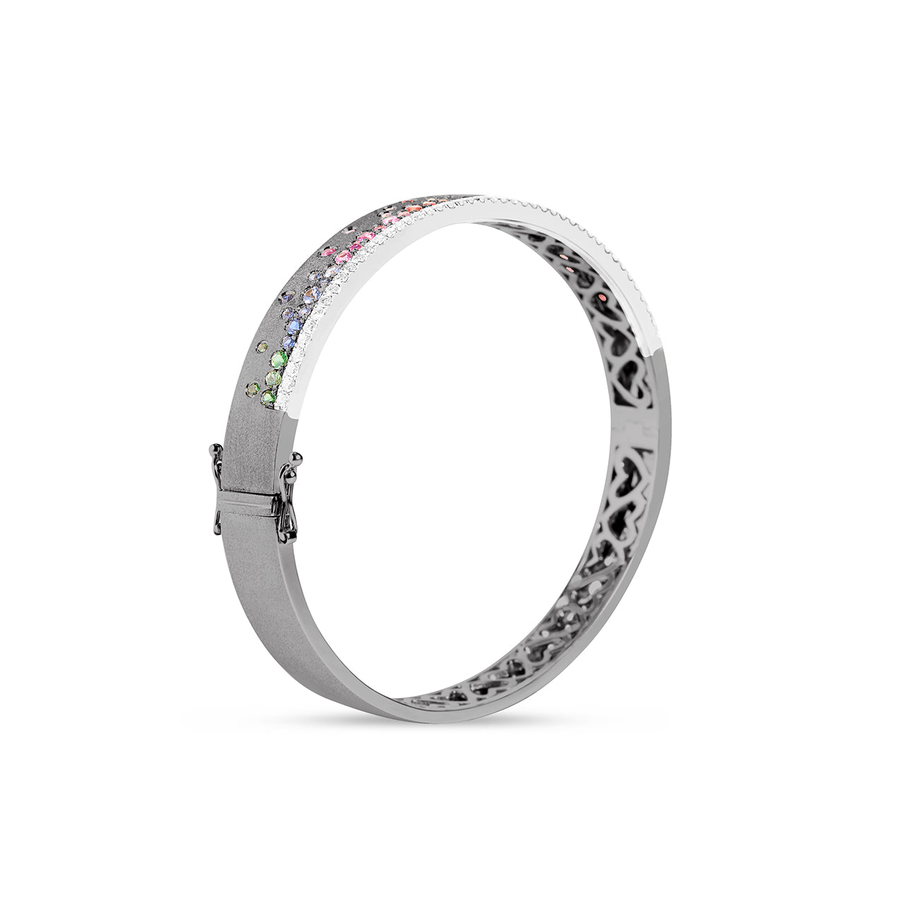 Rainbow Sapphire & Diamond Confetti Stack Bangle