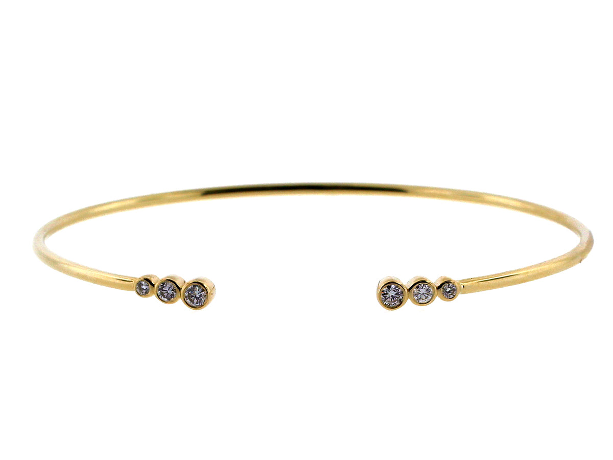 DIAMOND 3 BEZEL BANGLE, 14KY (N)