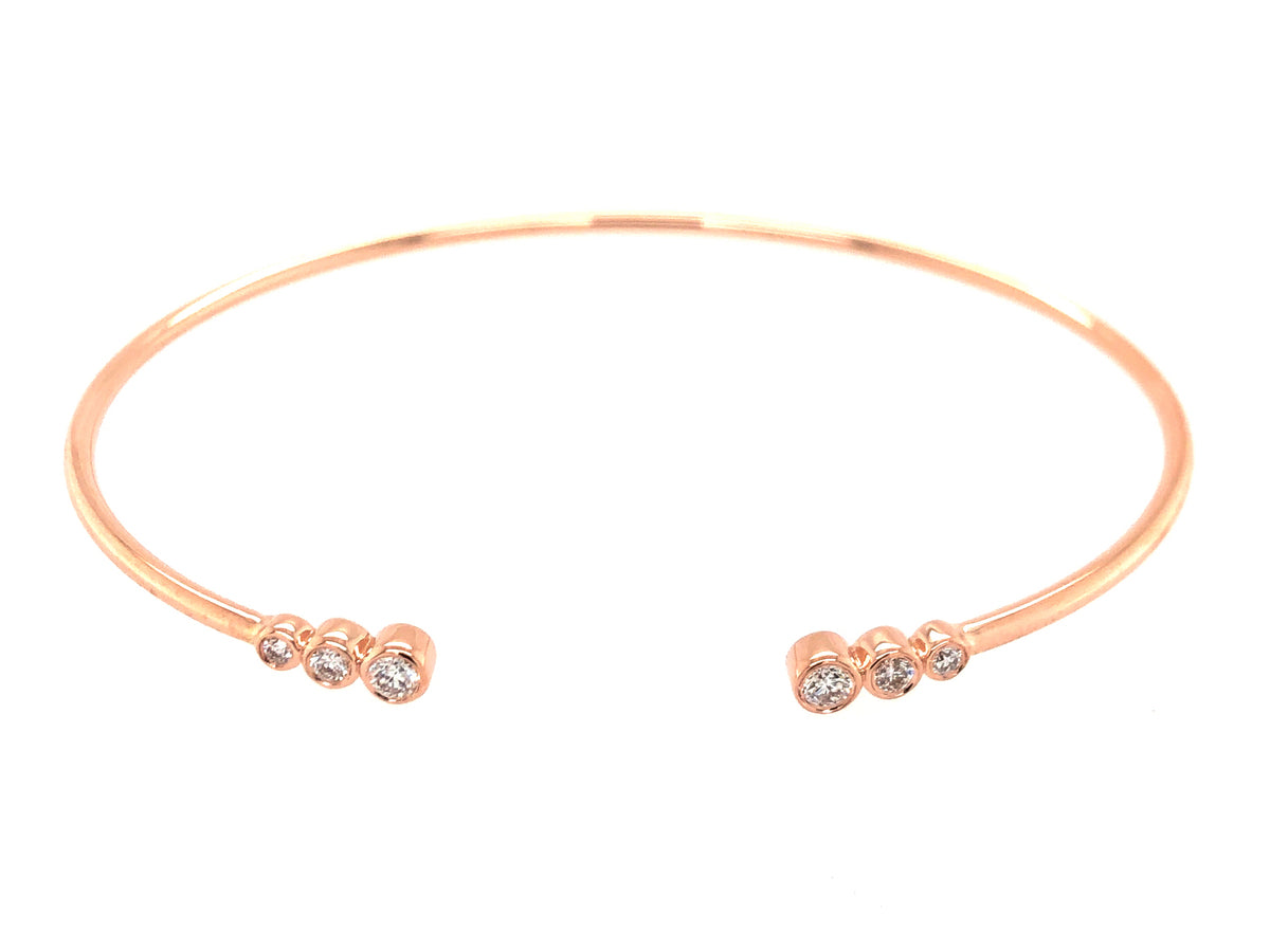 DIAMOND 3 BEZEL BANGLE, 14KR (N)