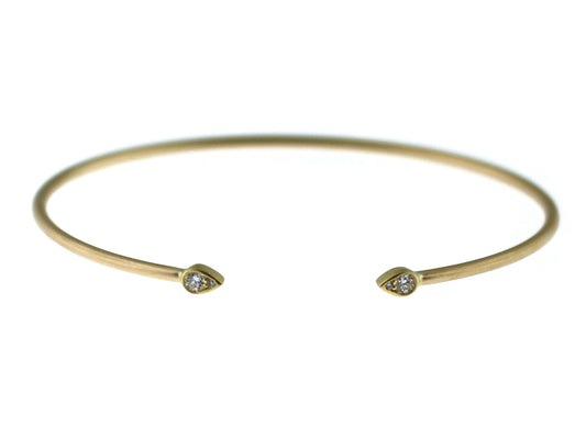DIAMOND TEAR DROP BANGLE, SATIN FINISH, 18KY (N)