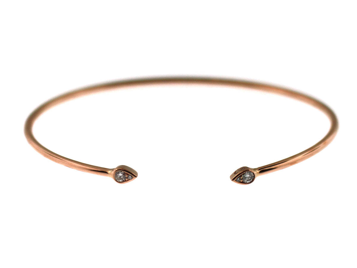DIAMOND TEAR DROP BANGLE, 14KR (N)