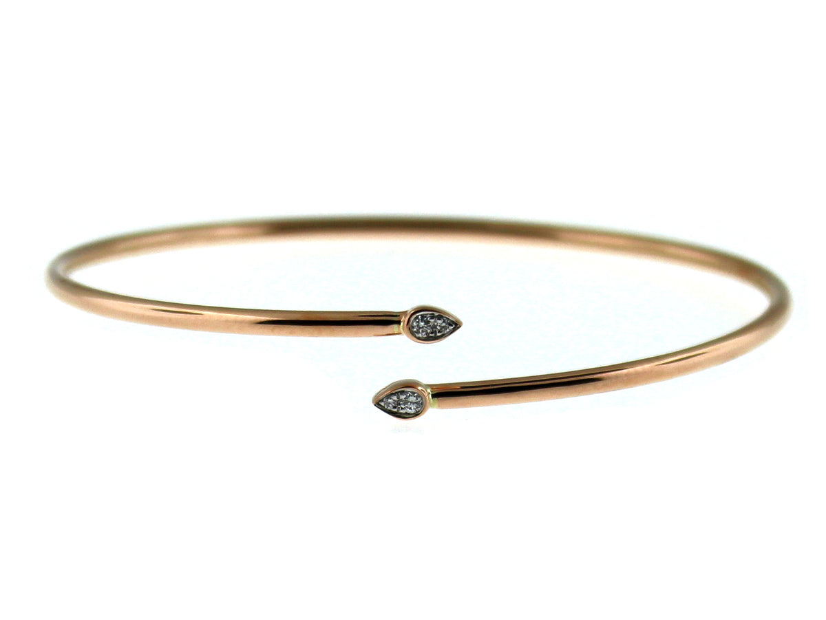 DIAMOND TEAR DROP BANGLE, 14KR (N)