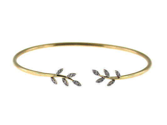 DIAMOND LEAF BANGLE, 14KY (N)