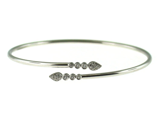 DIAMOND TEAR DROP & BEZEL BANGLE, 14KW (N)
